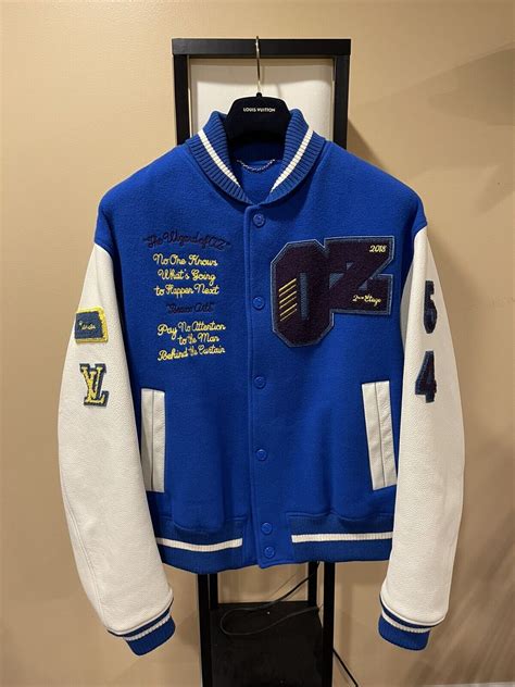 lv blue varsity jacket|louis vuitton monogram varsity jacket.